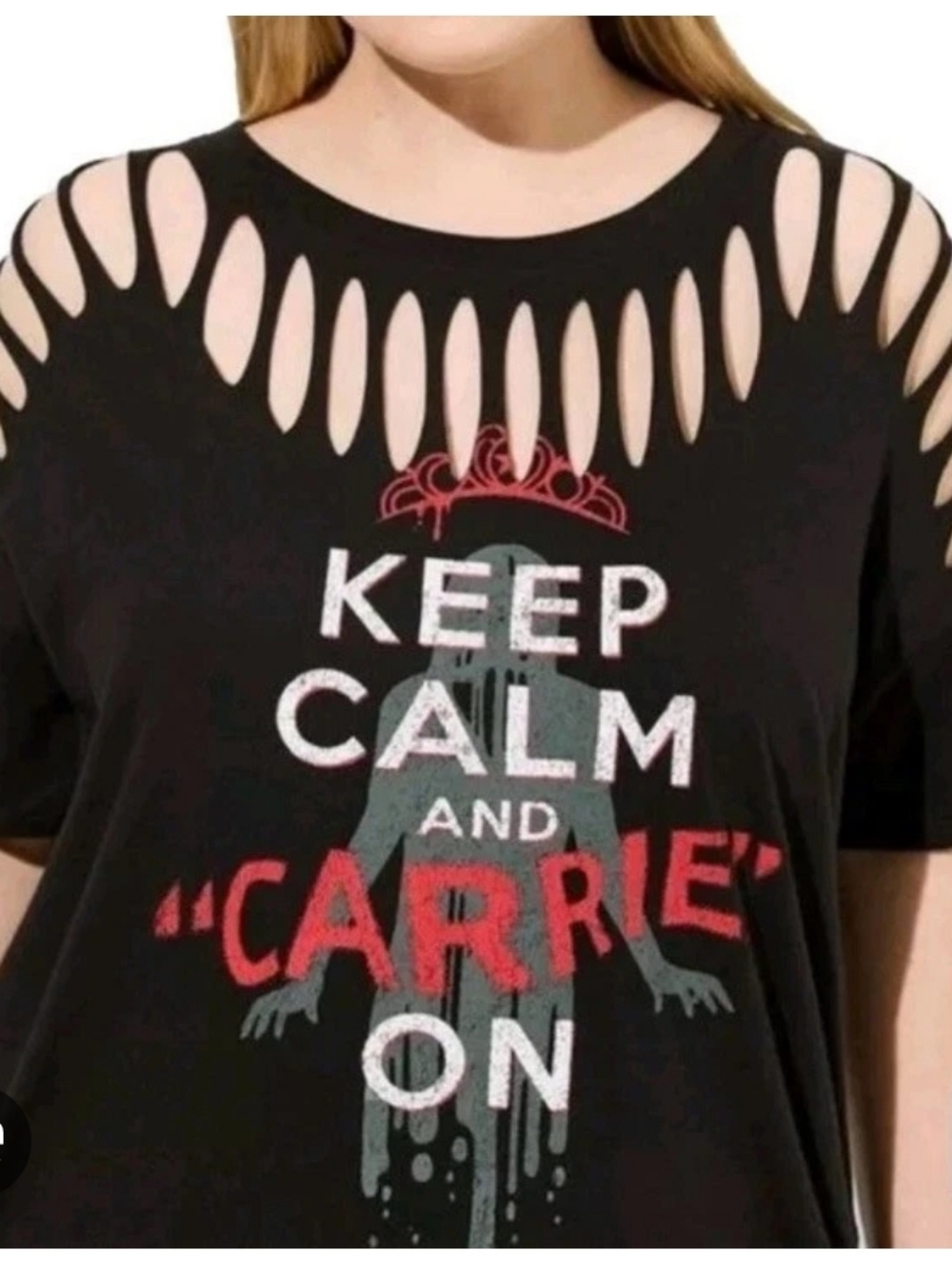 Torrid Keep Calm and Carrie On Black Graphic Women's Top Size 2
